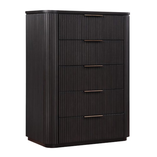Contemporary 5-Drawer Chest w/Reeded Drawer Fronts