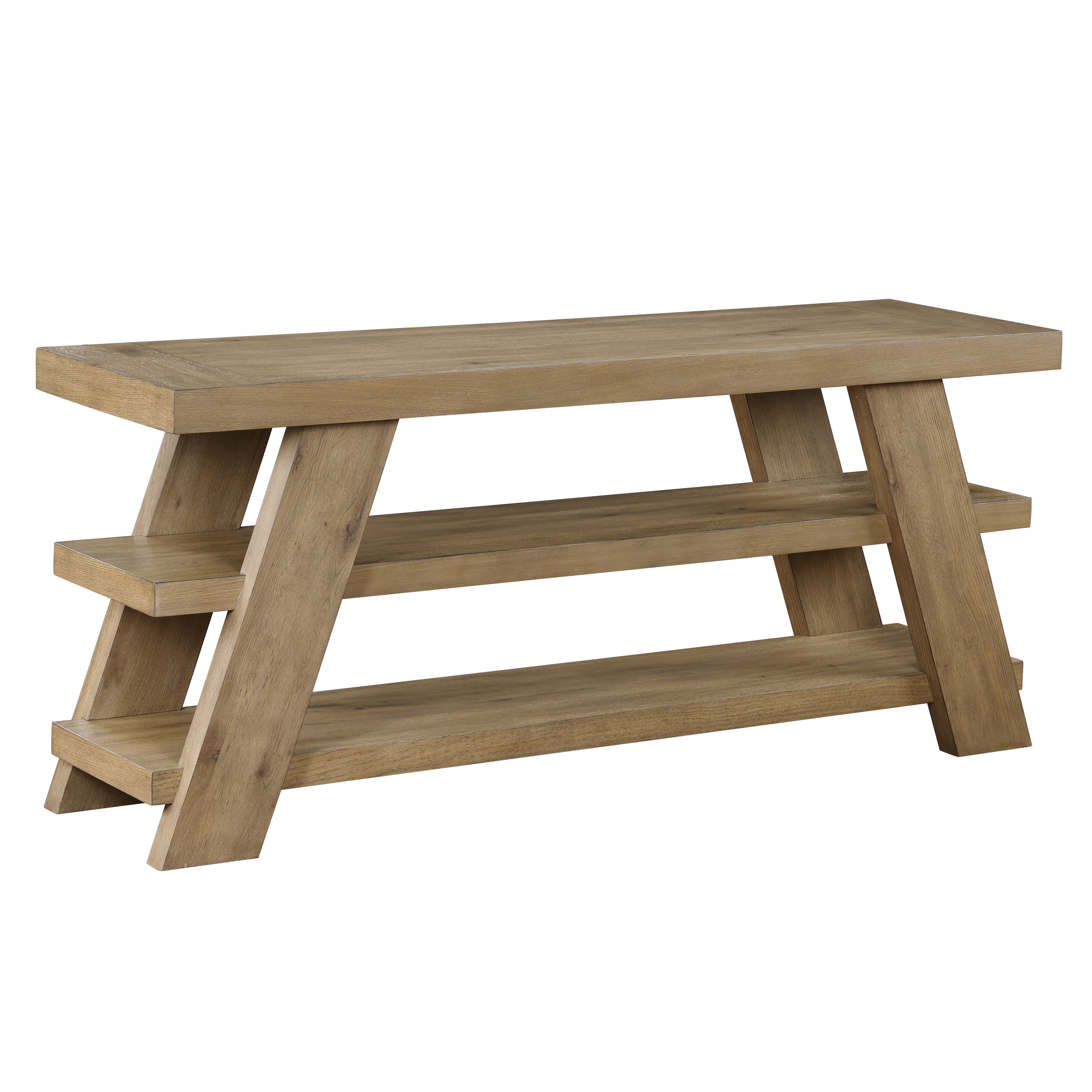 64" Solid Wood TV Console w/Open Shelves