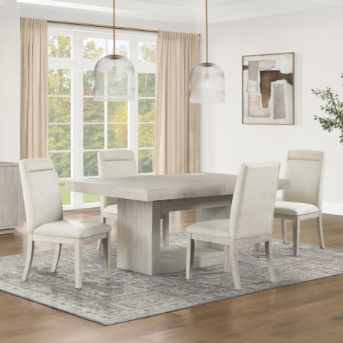 5-pc. Modern Rustic Extension Dining Set with Upholstered Chairs