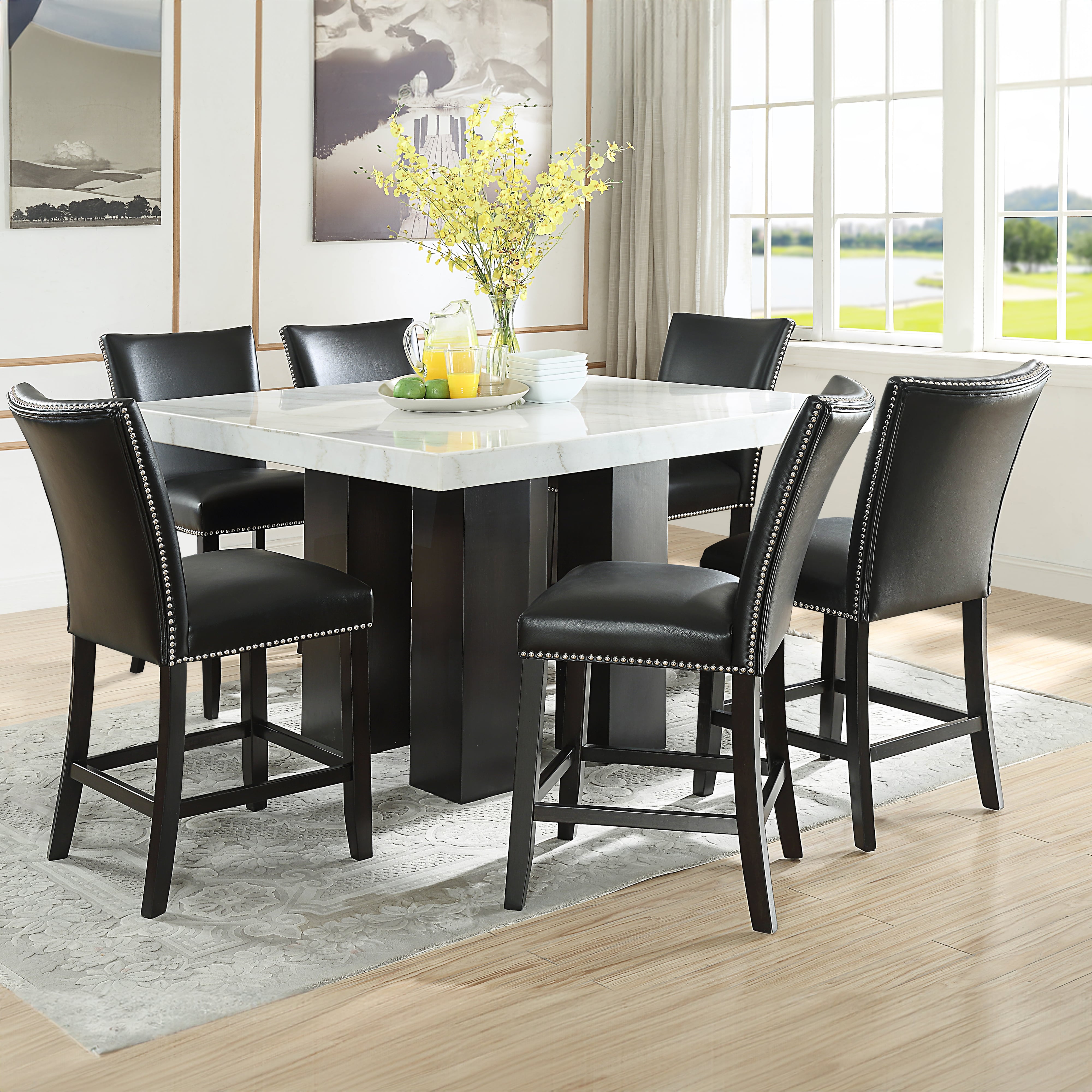 Square 7-Piece Counter Set w/ Black Chairs