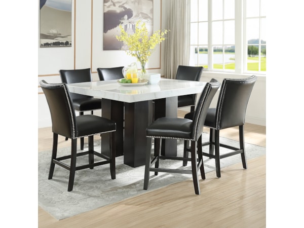 Square 7-Piece Counter Set w/ Black Chairs