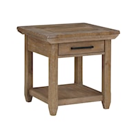 Riverdale Rustic 1-Drawer End Table with Bottom Shelf