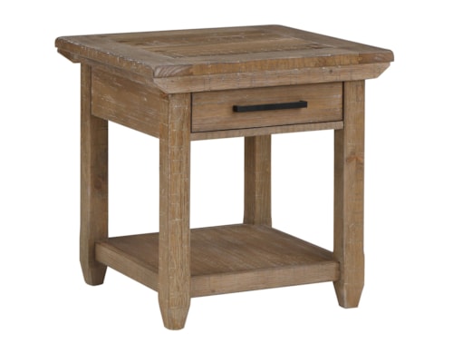 Riverdale Rustic 1-Drawer End Table with Bottom Shelf