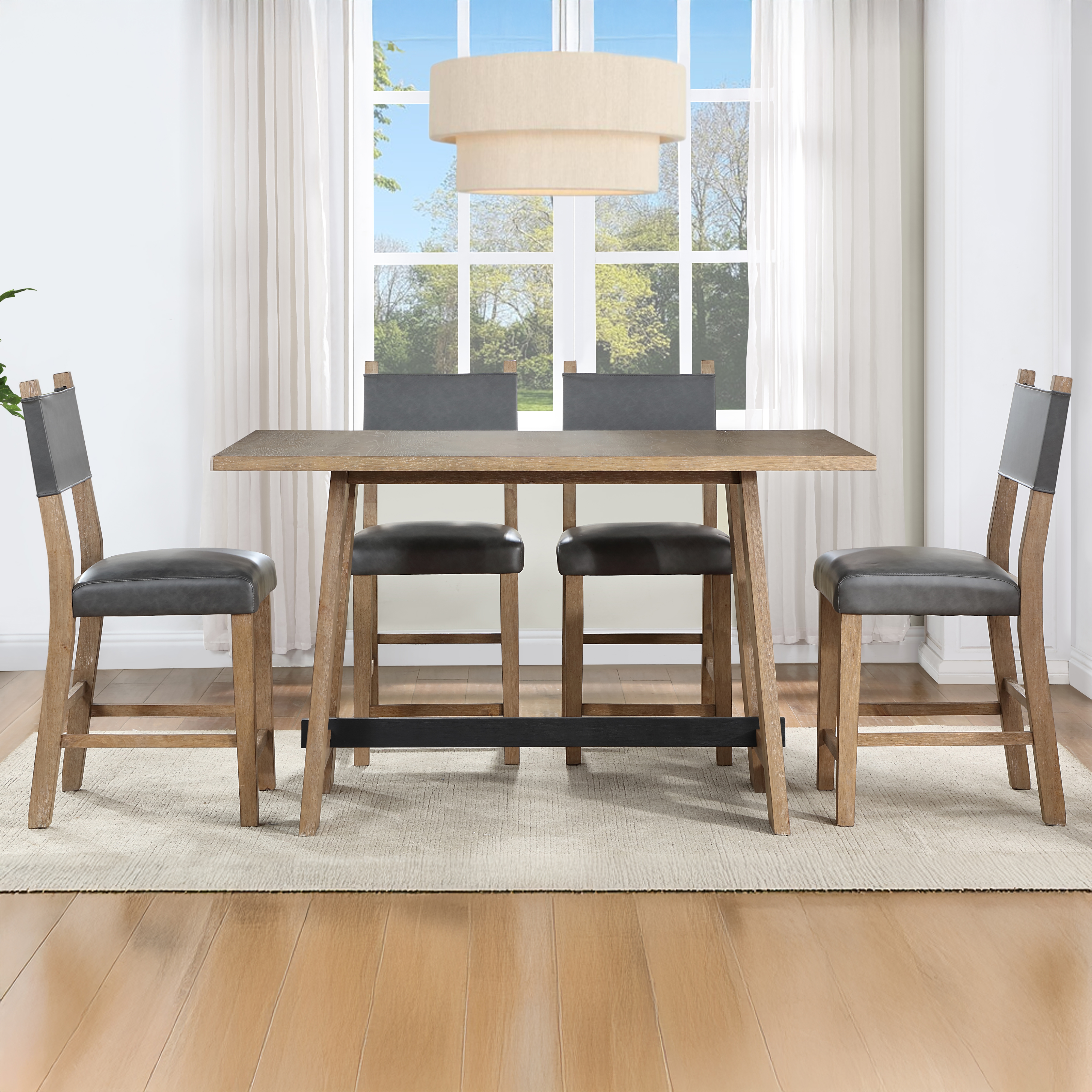 5-pc. Counter-Height Table Set w/Uph. Chairs
