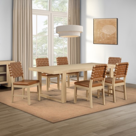 7-pc. Extension Dining Set w/Web-Back Chairs