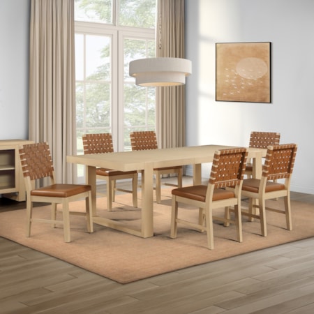 7-pc. Extension Dining Set w/Web-Back Chairs