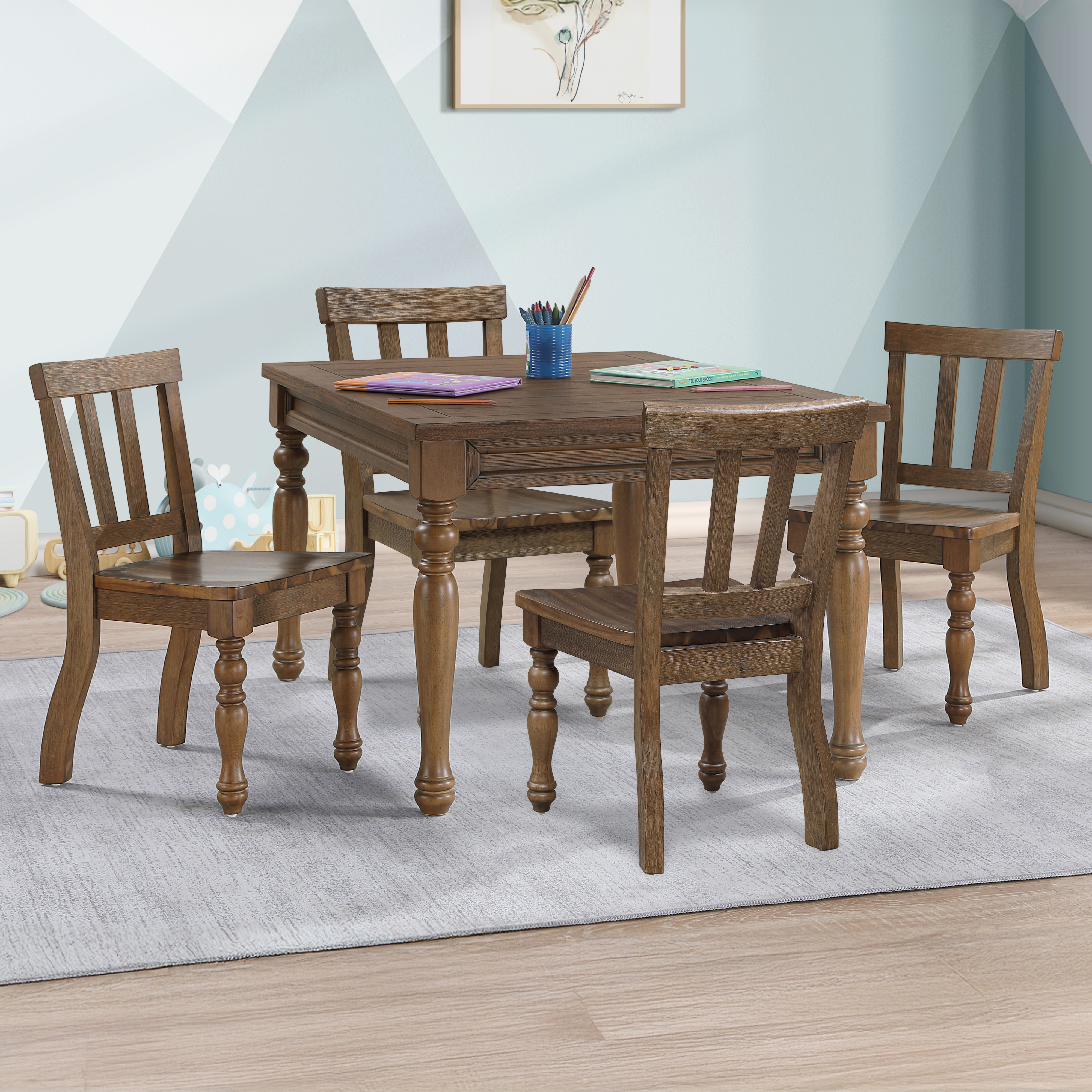Joanna Kids 5Pc Dining Set, Mocha Finish