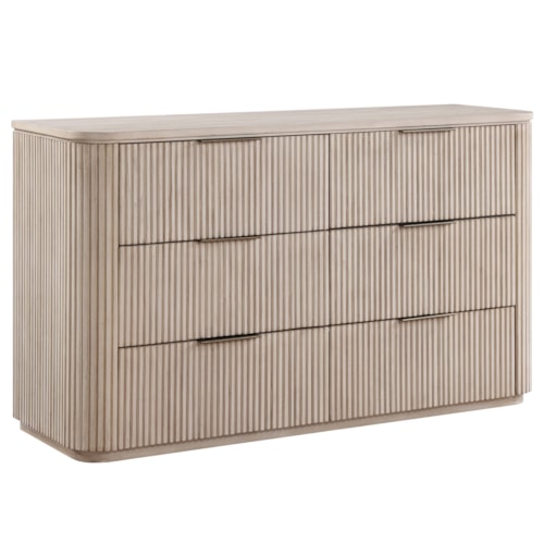 Contemporary 6-Drawer Dresser w/Reeded Drawer Fronts
