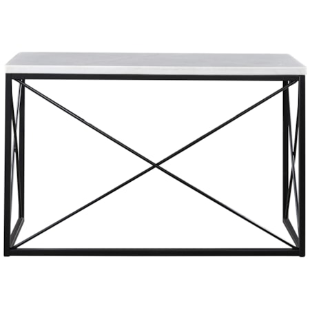 White Marble Top Rectangle Sofa Table