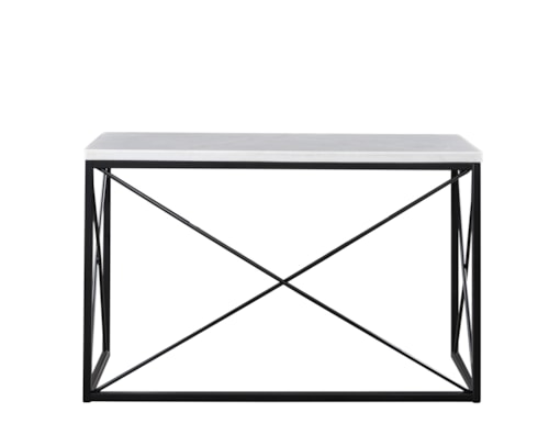 Contemporary White Marble Top Rectangular Sofa Table