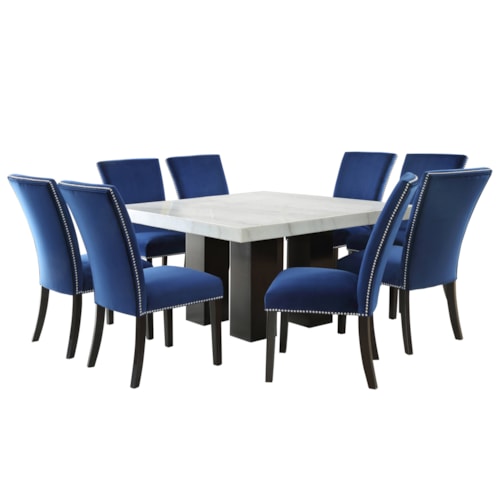 9-Piece Contemporary Glam Square Dining Set
