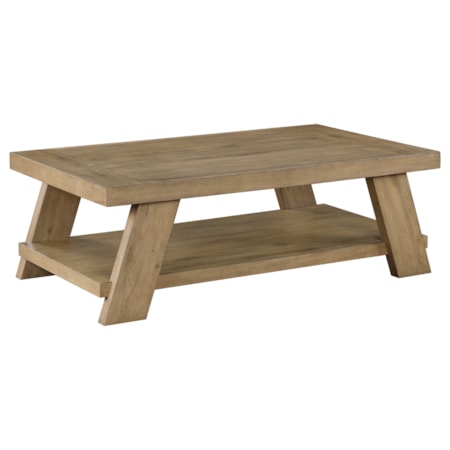 55" Solid Wood Coffee Table w/Lower Shelf