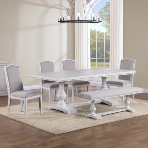 Transitional 6-Piece Dining Set with Bench