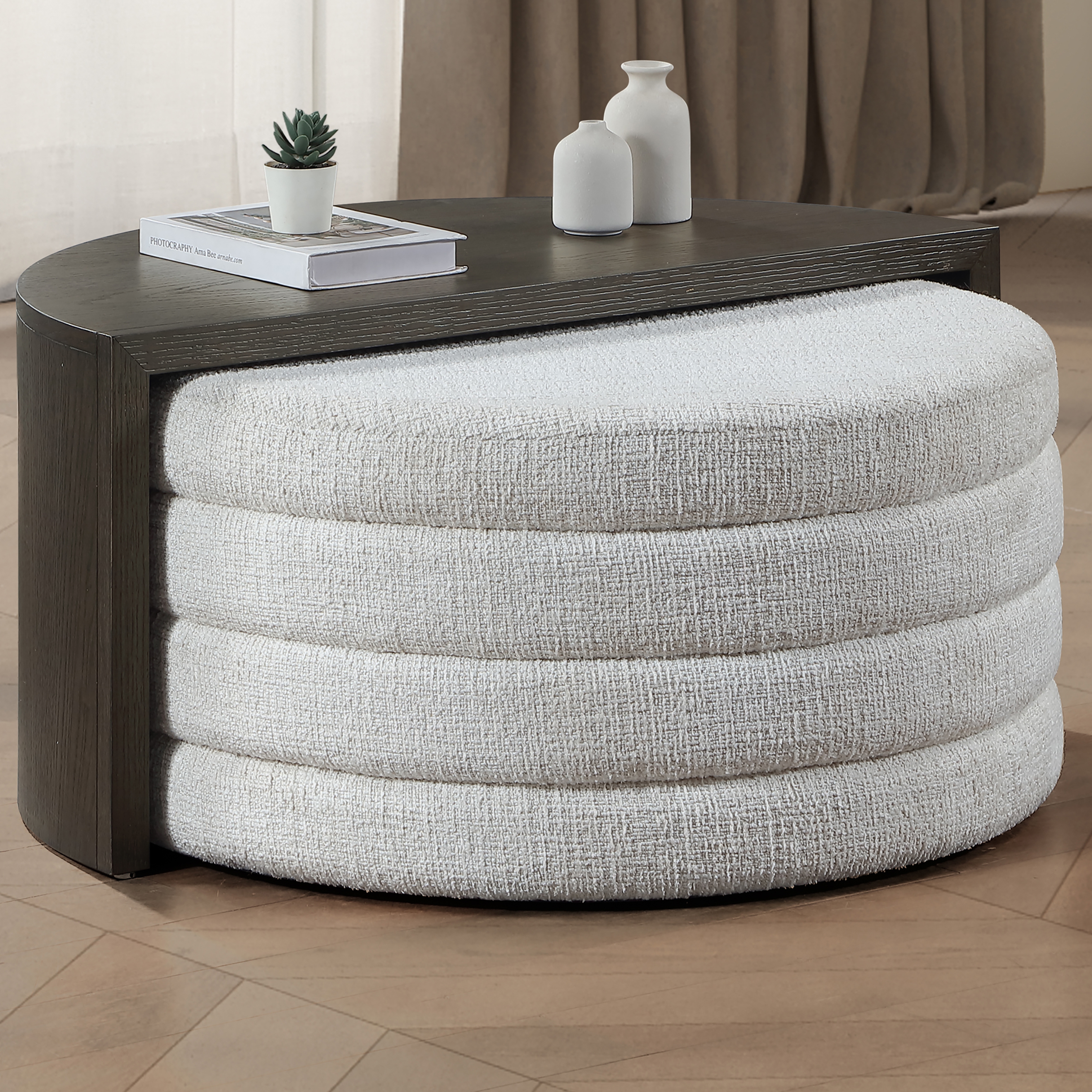 Steve Silver Florence Nesting Demilune Cocktail Table w/Ottoman