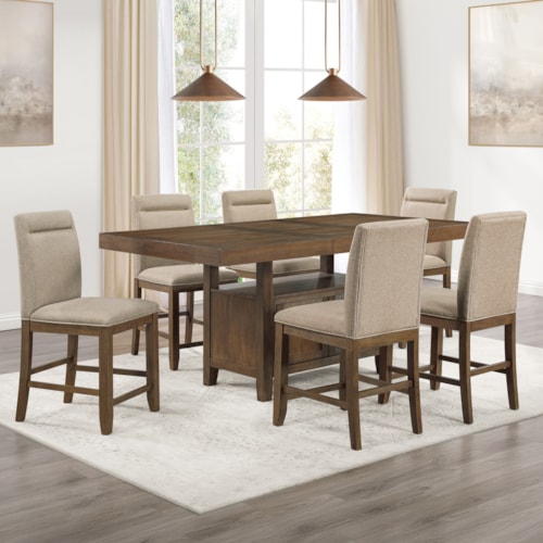 Elegant 7-pc. Counter-Height Dining Set with Storage Cabinet