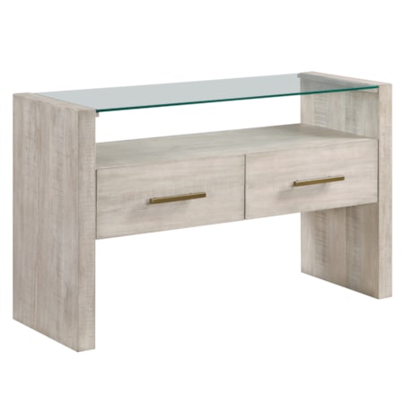 Modern Rustic Glass-Top Sofa Table