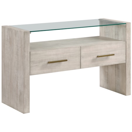 Modern Rustic Glass-Top Sofa Table