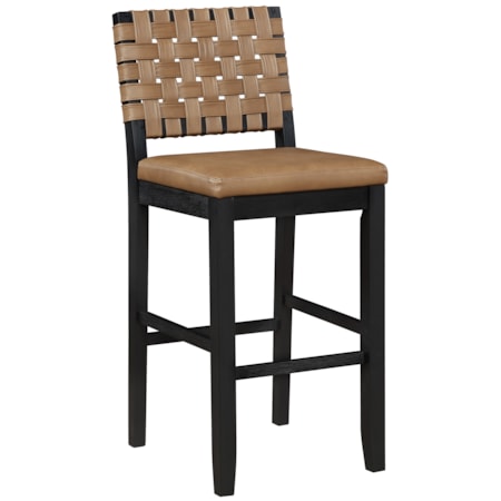Upholstered Webbed-Back Bar Chair