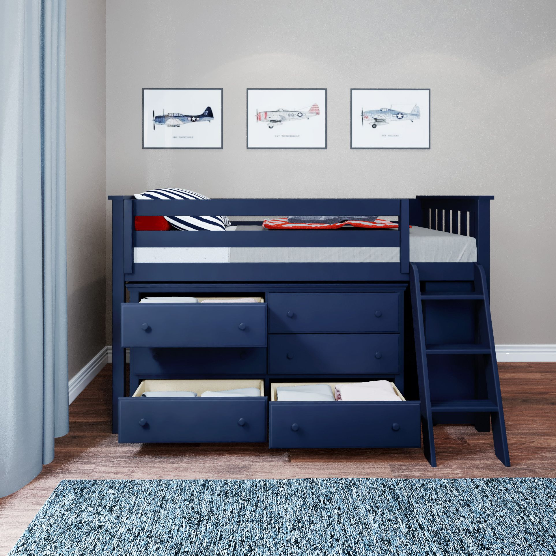 Windsor Youth Twin Loft Bed w/Dresser, Shelf