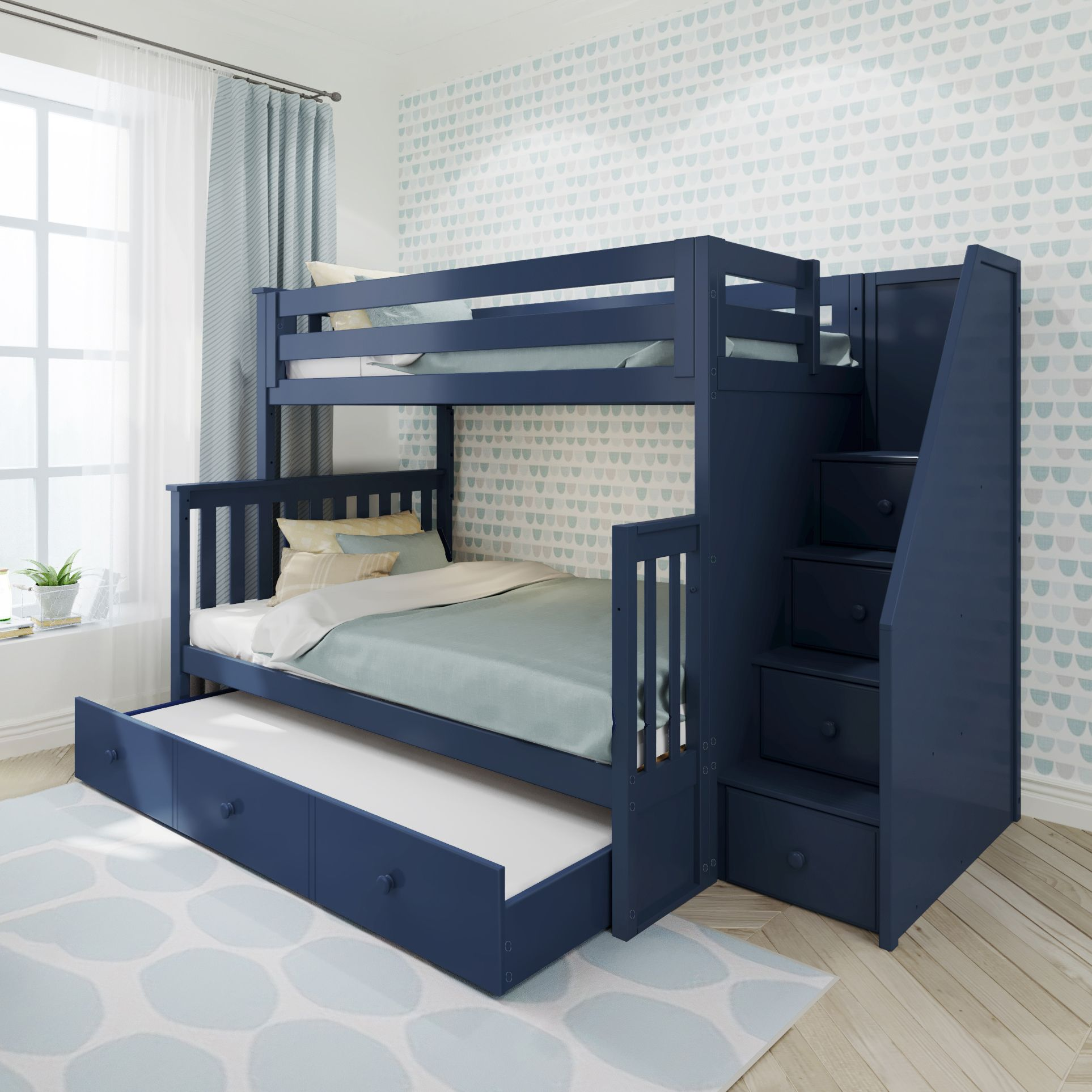 Twin Over Full Bunk Bed with Trundle