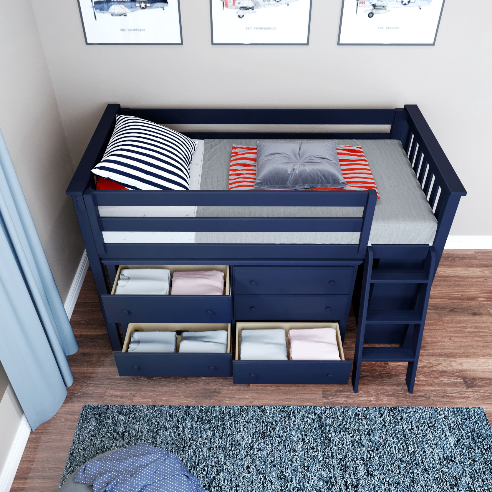 Windsor Youth Twin Loft Bed w/Dresser, Shelf