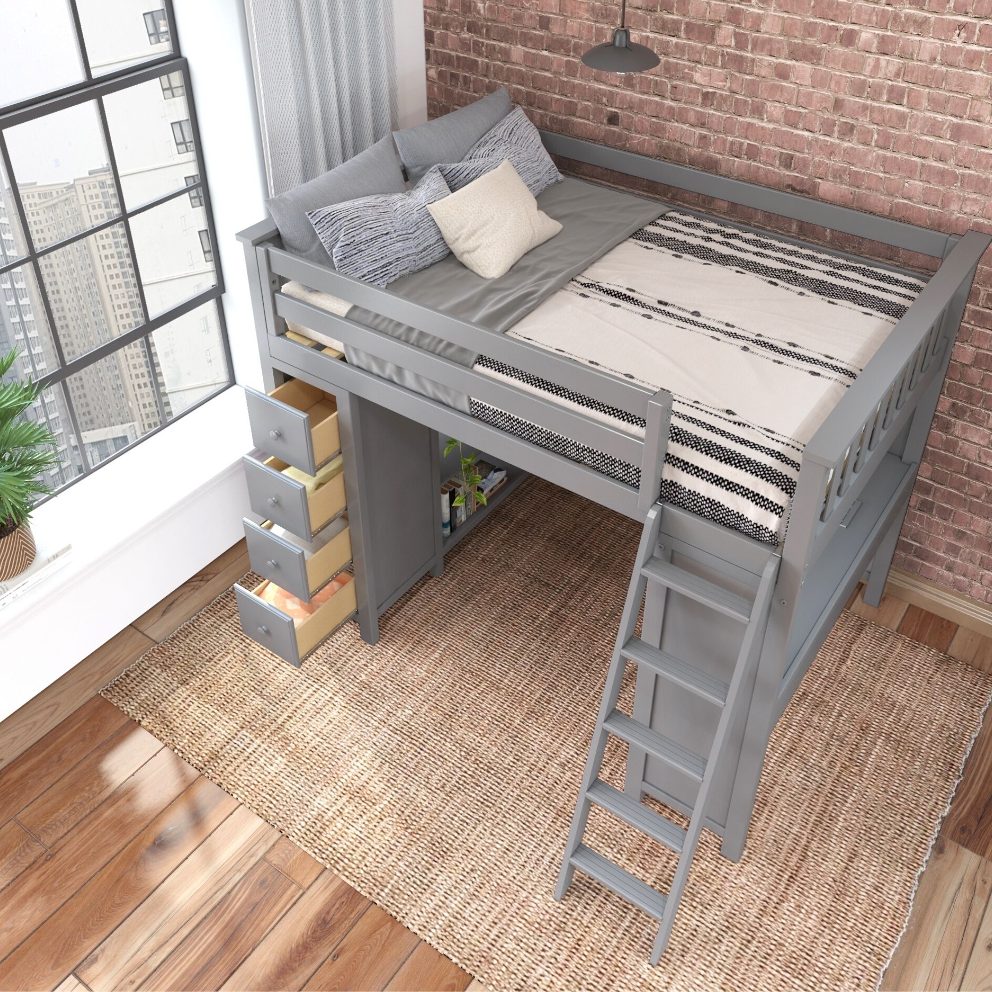 Mayfair Youth Full Loft Storage Bed w/Desk