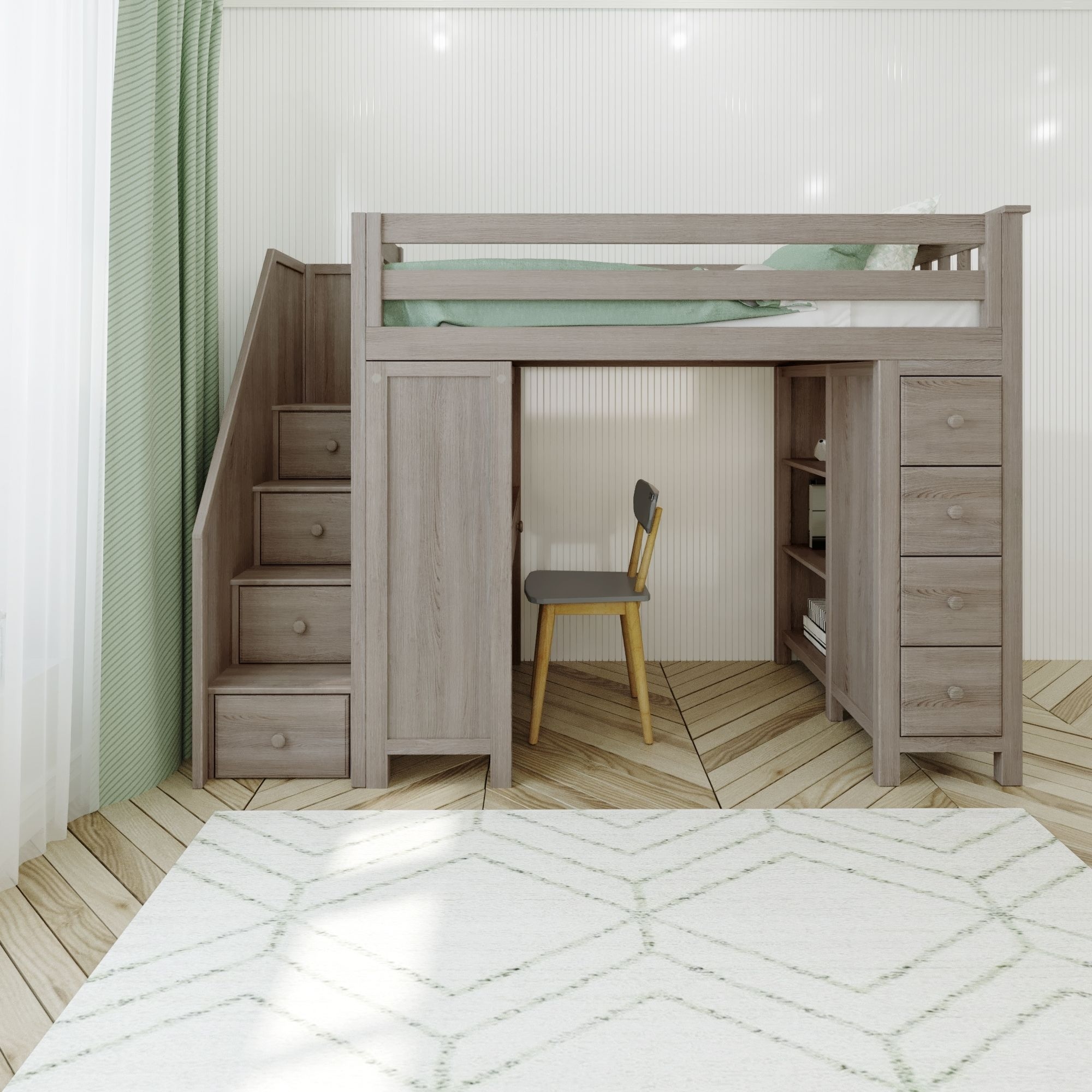 Chester Loft Bed w/Dresser, Desk + Staircase