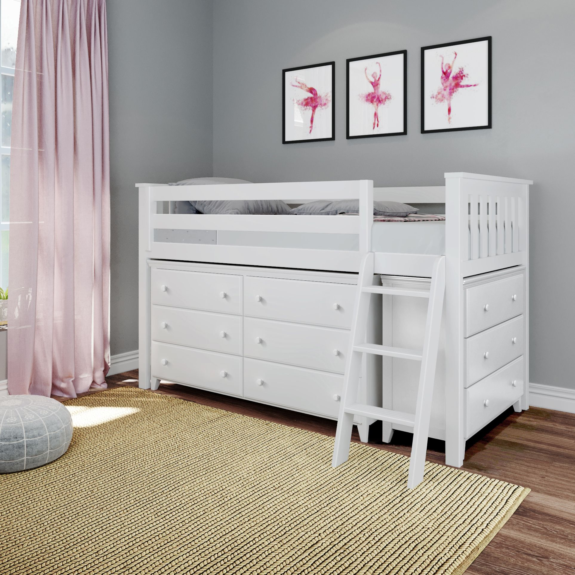 Windsor Youth Twin Loft Bed w/2 Dressers