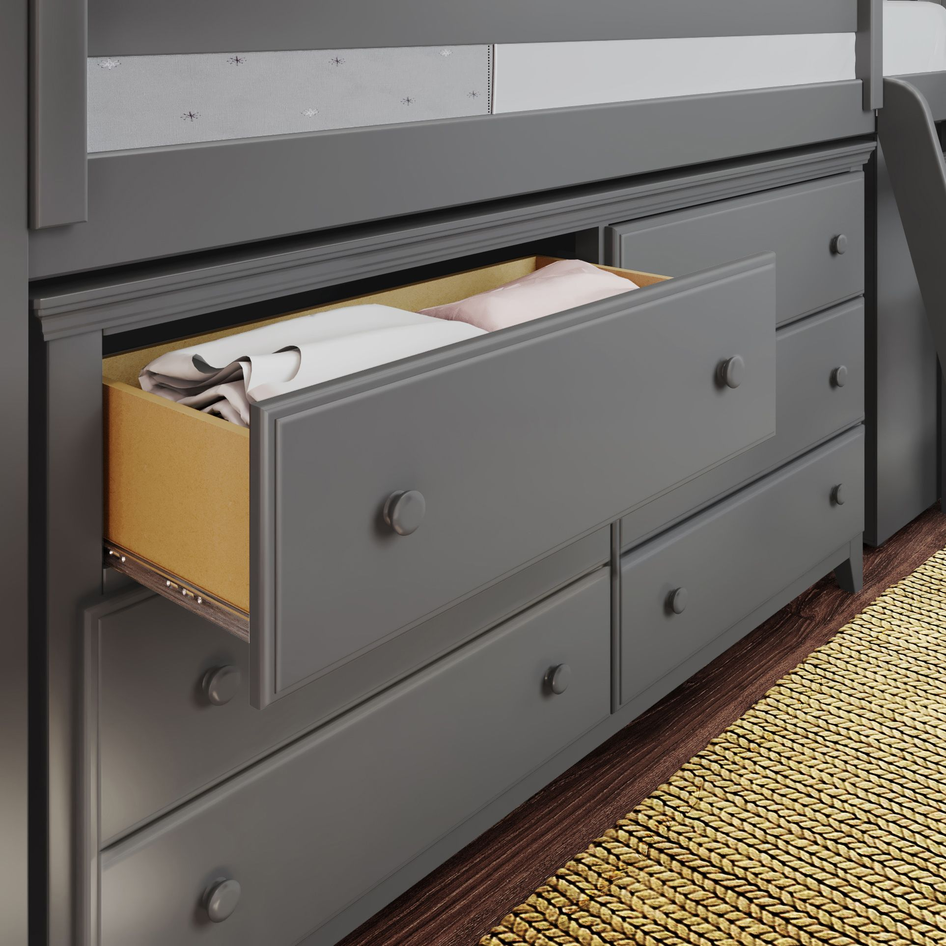 Jackpot Kids Windsor Windsor Youth Twin Loft Bed w/Dresser, Shelf