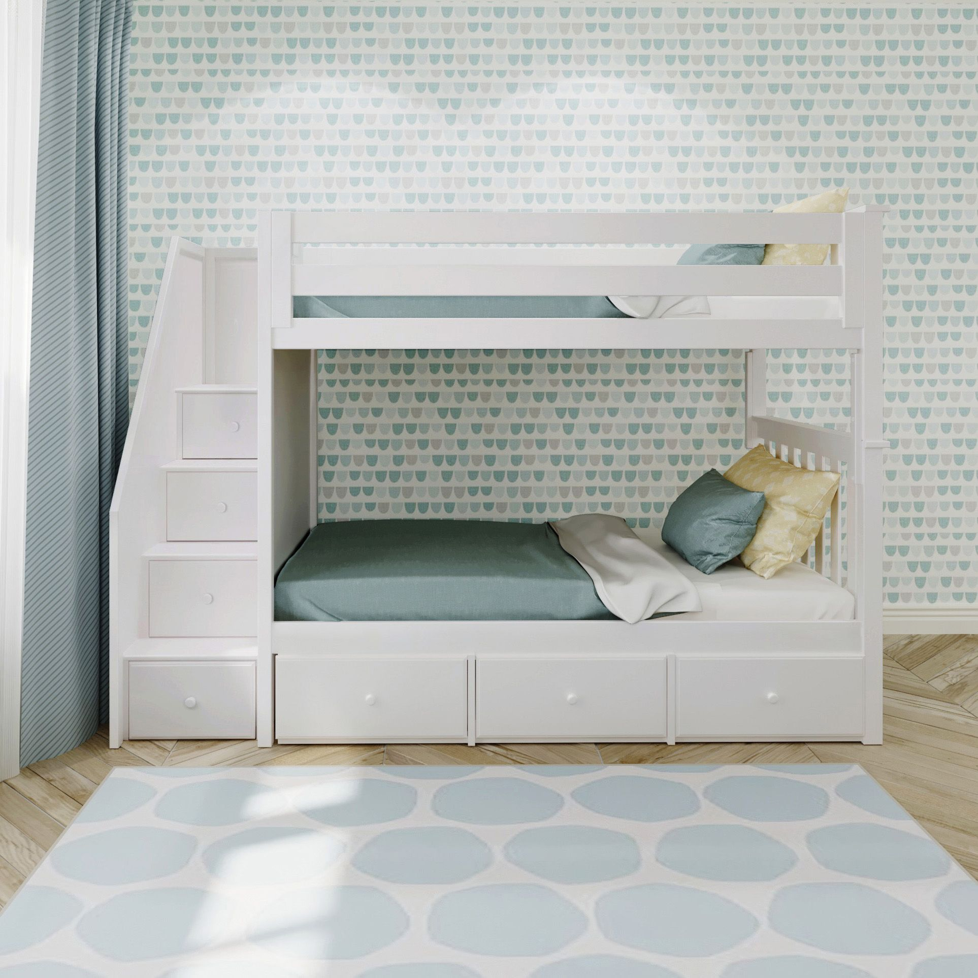 Twin Over Twin Bunk Bed with Storage Drawers