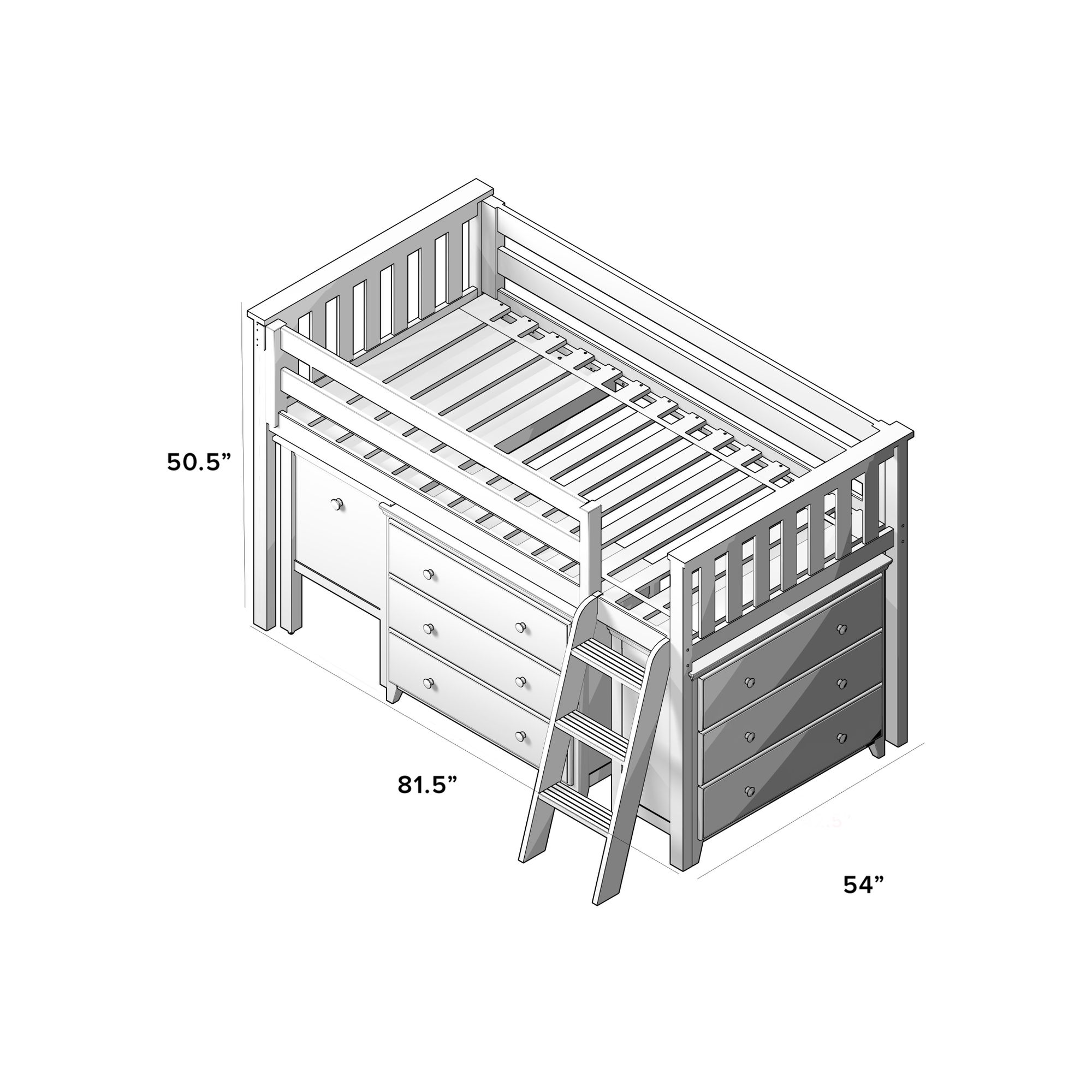 Youth Twin-Size Loft Bed w/Dressers &amp; Desk