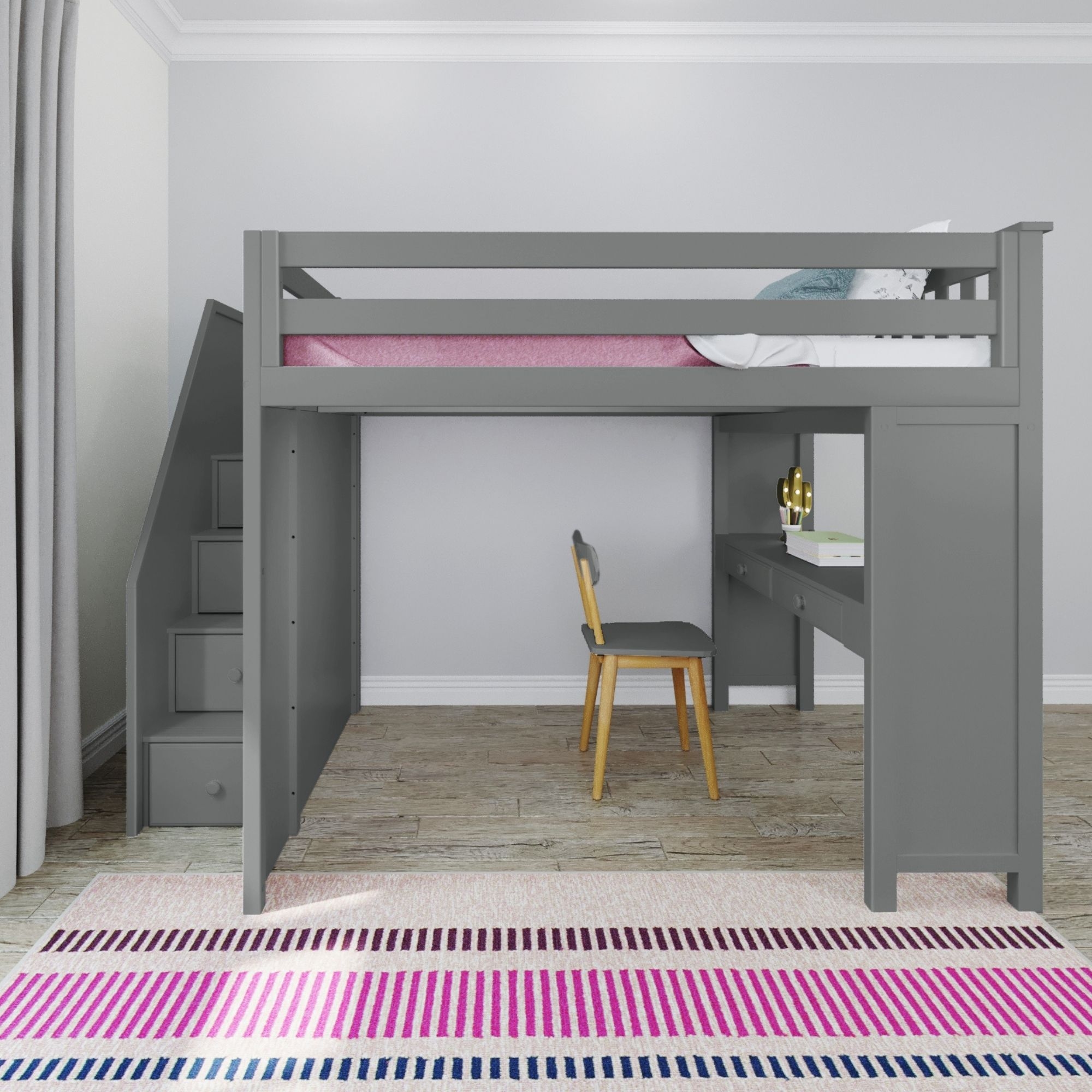 Fulham Youth Full Loft Bed w/Stairs &amp; Desk