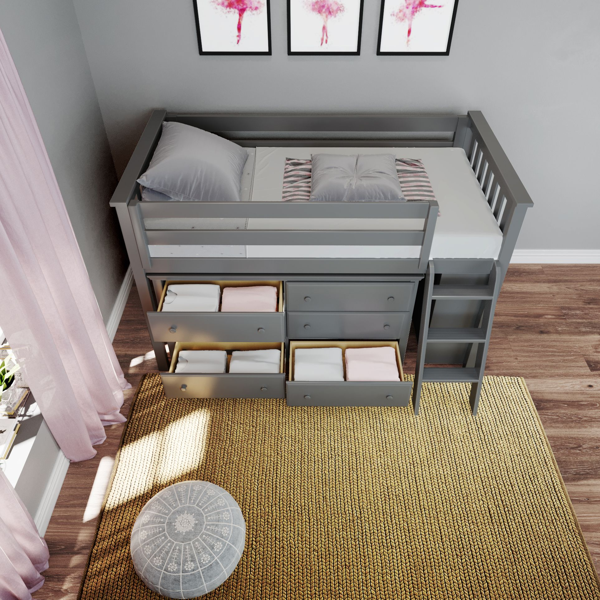 Jackpot Kids Windsor Windsor Youth Twin Loft Bed w/Dresser, Shelf