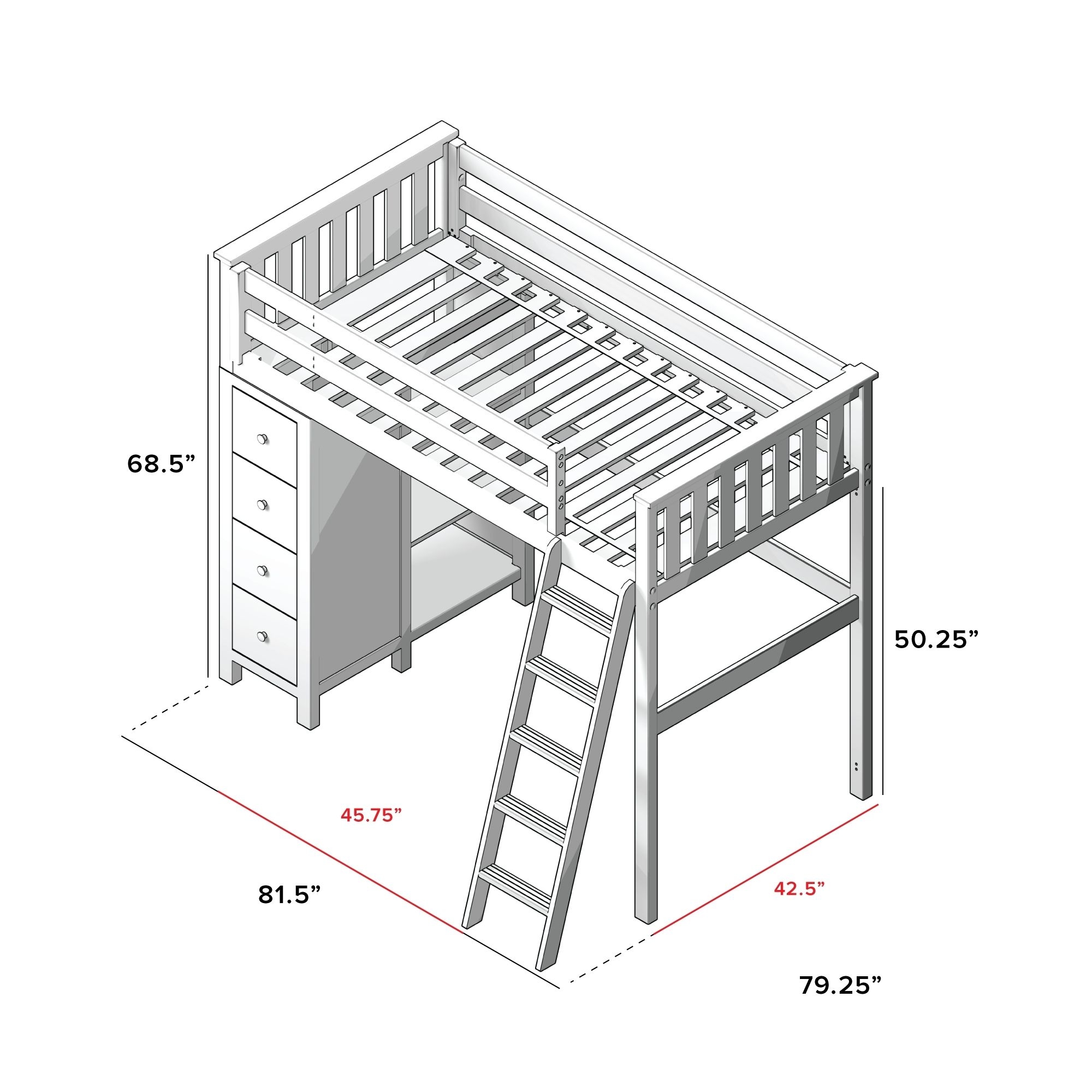 Edinburgh All In One Loft Bed w/Storage