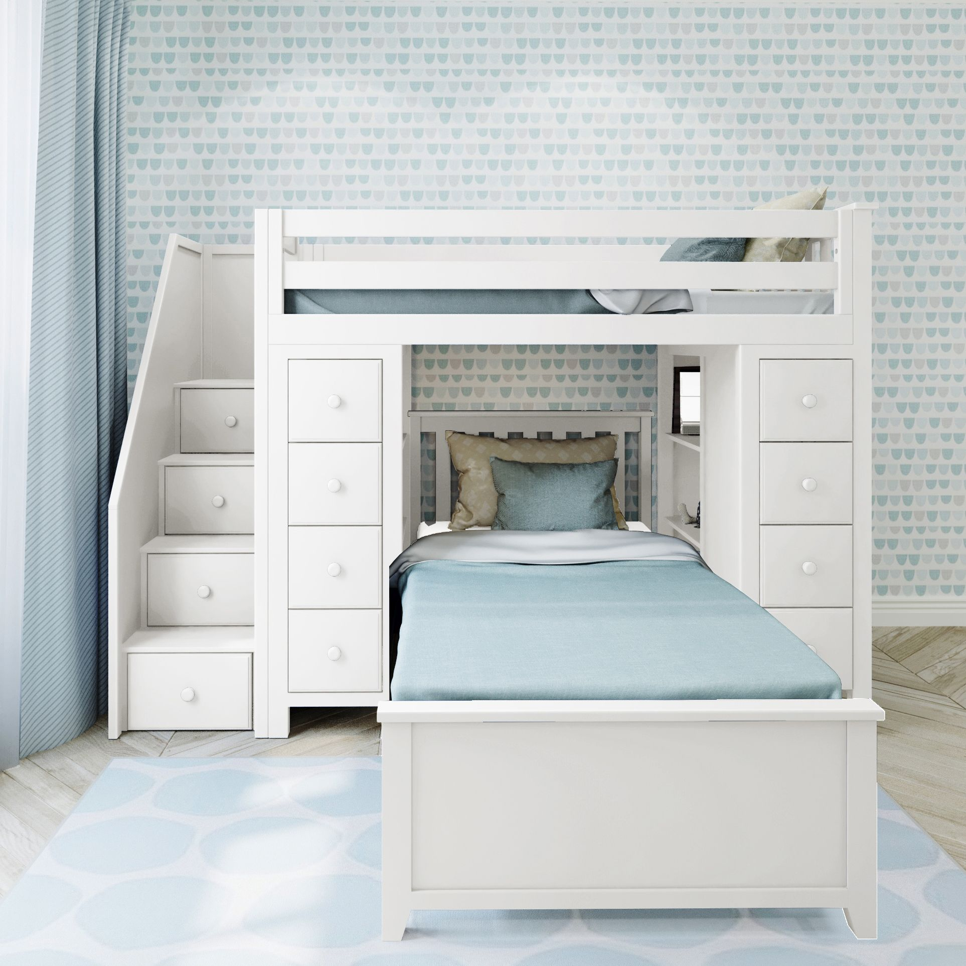 Jackpot Kids Chester Chester Youth Storage Bed w/Stairs &Twin Bed