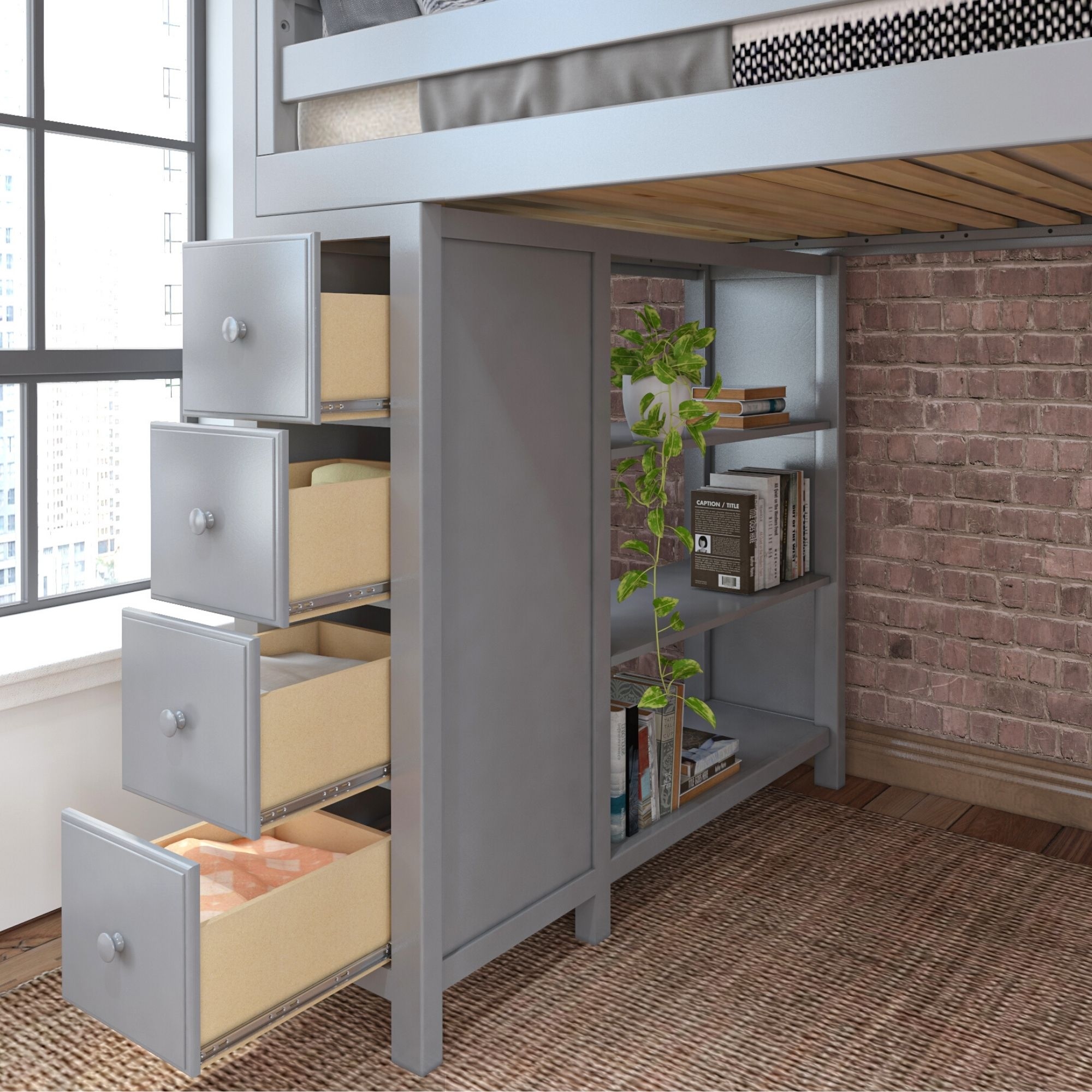 Mayfair Youth Full Loft Storage Bed w/Desk