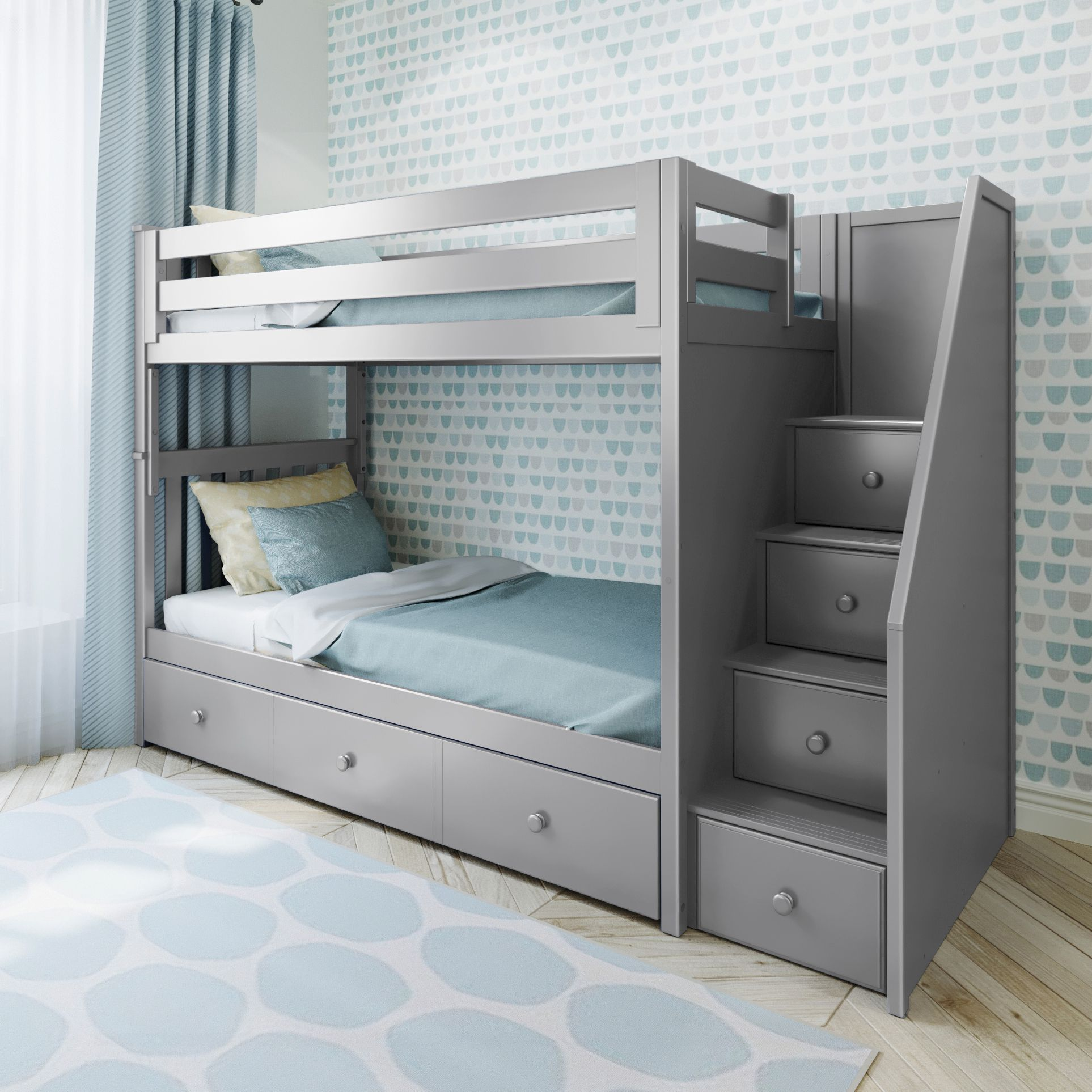 Twin Over Twin Bunk Bed with Trundle