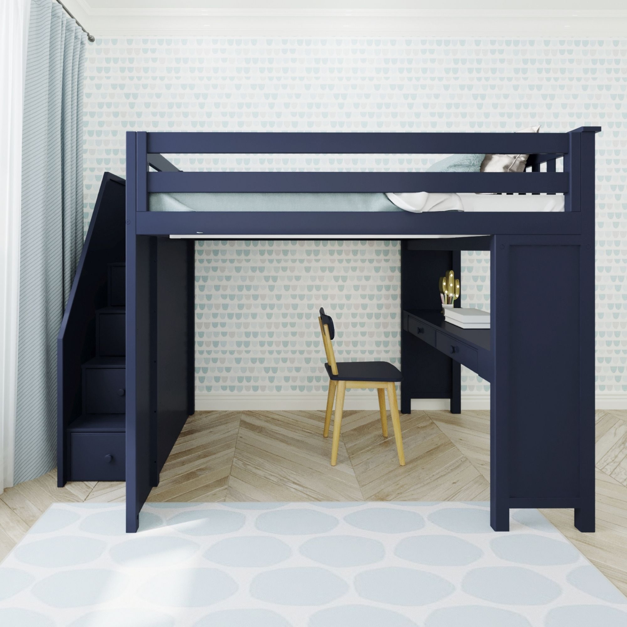 Fulham Youth Full Loft Bed w/Stairs &amp; Desk