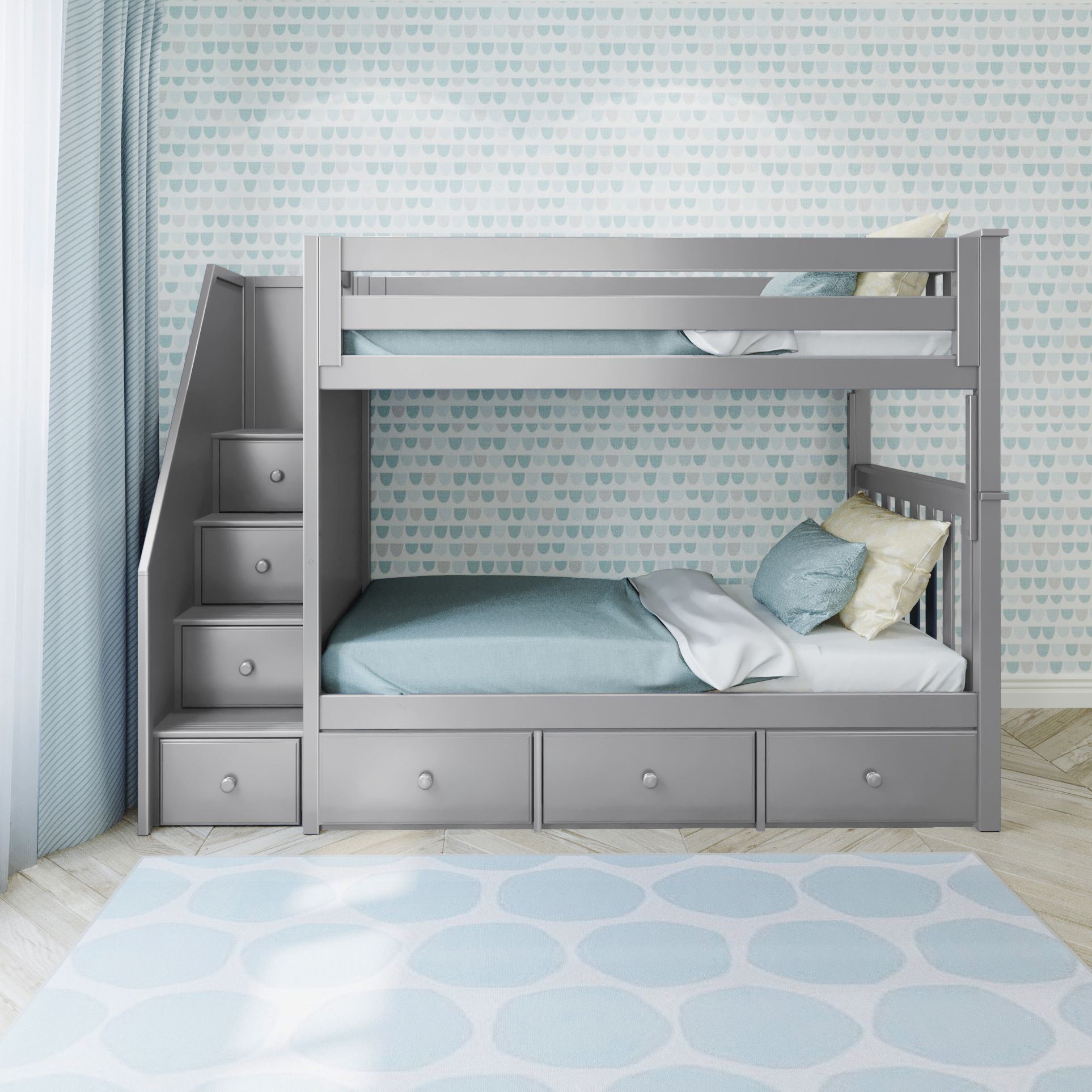 Jackpot Kids Sunderland Twin Over Twin Bunk Bed with Storage Drawers