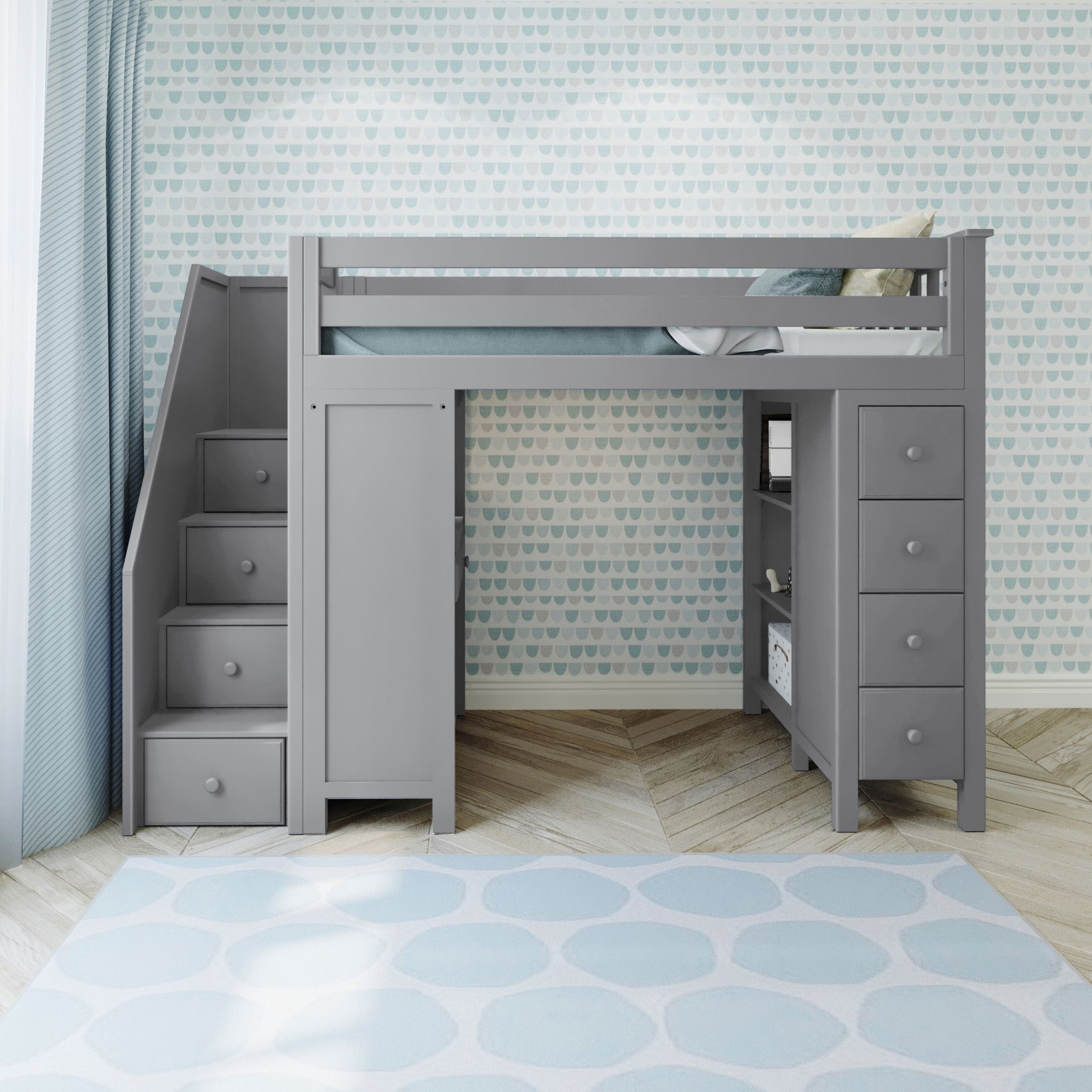 Chester Loft Bed w/Dresser, Desk + Staircase