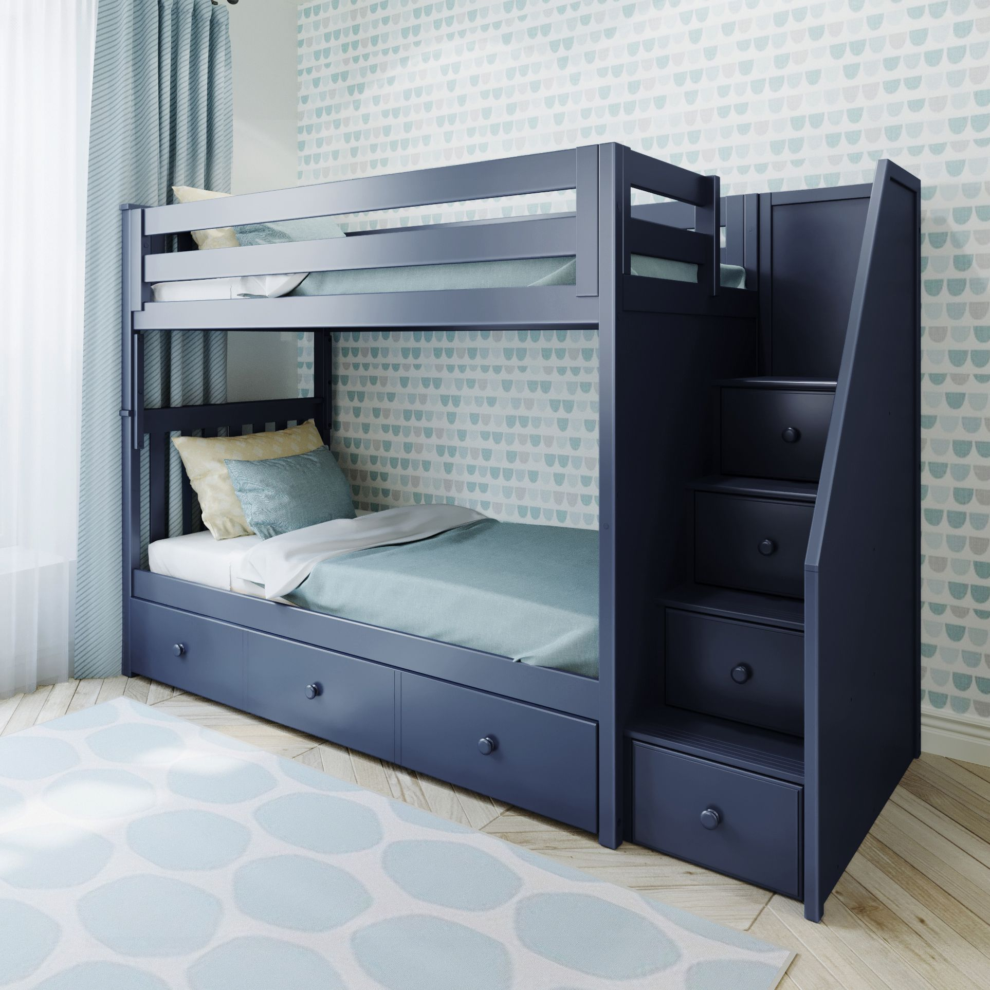 Twin Over Twin Bunk Bed with Trundle