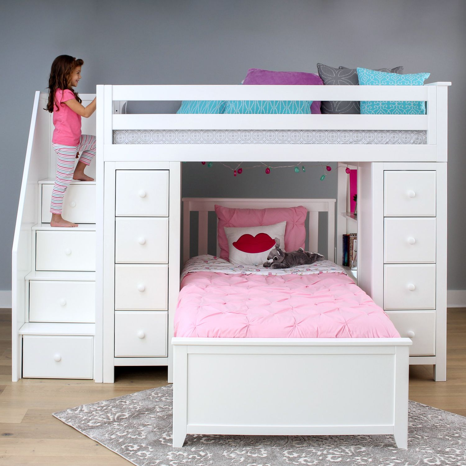 Jackpot Kids Chester Chester Youth Storage Bed w/Stairs &Twin Bed