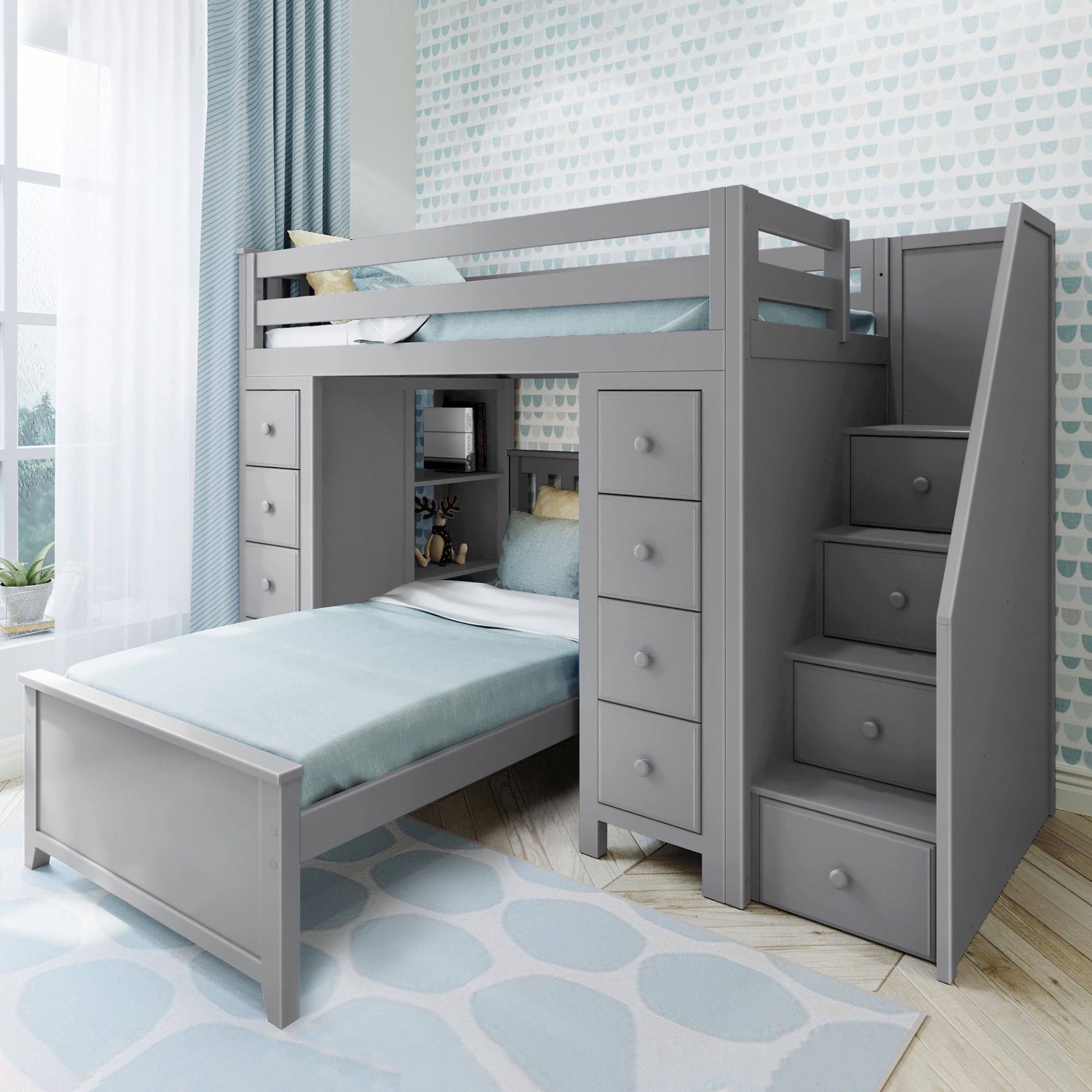 Chester Youth Storage Bed w/Stairs &amp;Twin Bed