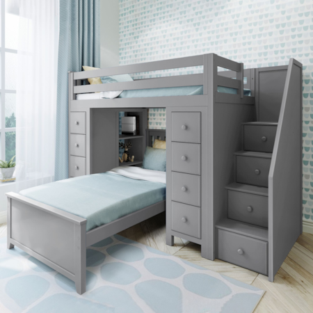 Chester Youth Storage Bed w/Stairs &Twin Bed