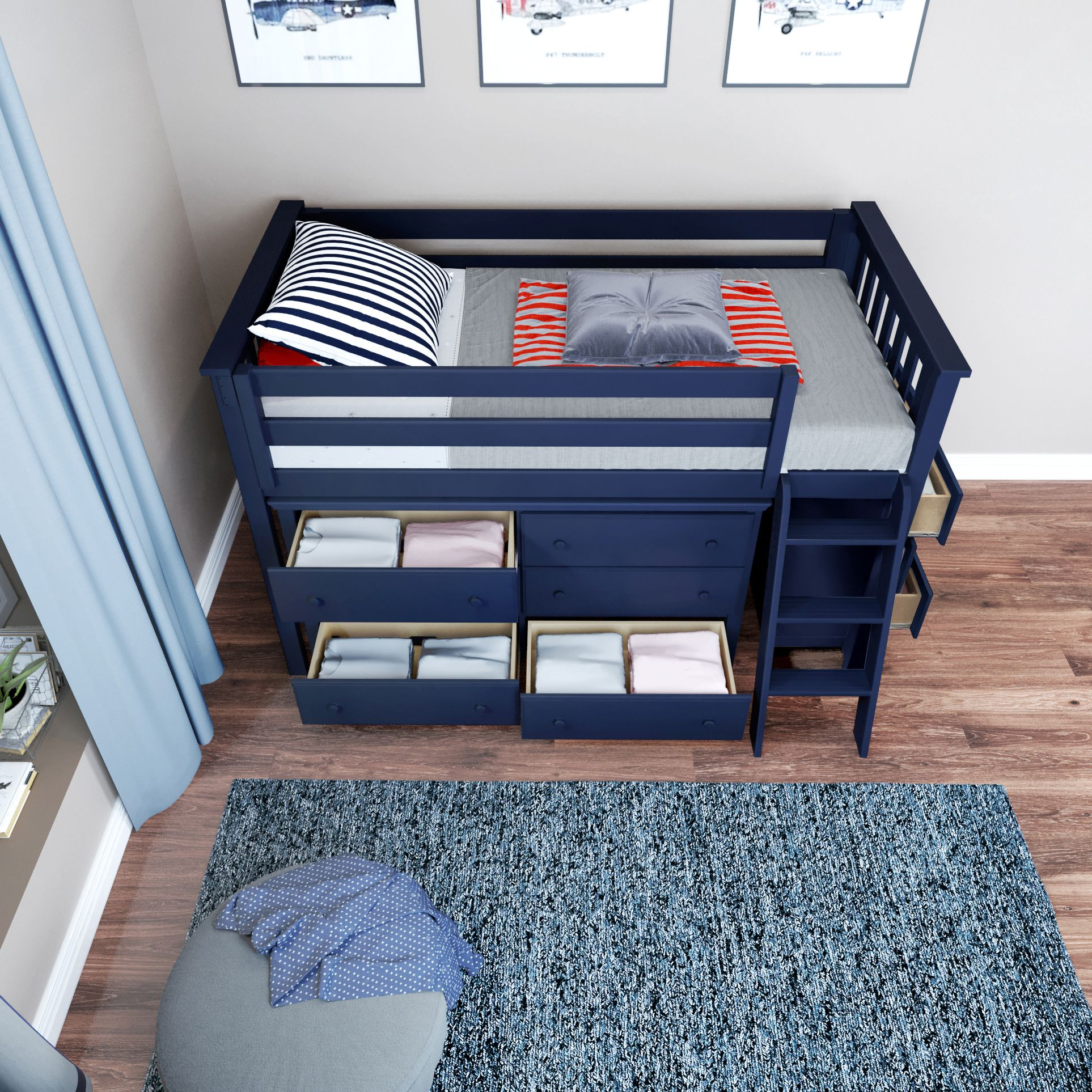 Windsor Youth Twin Loft Bed w/2 Dressers