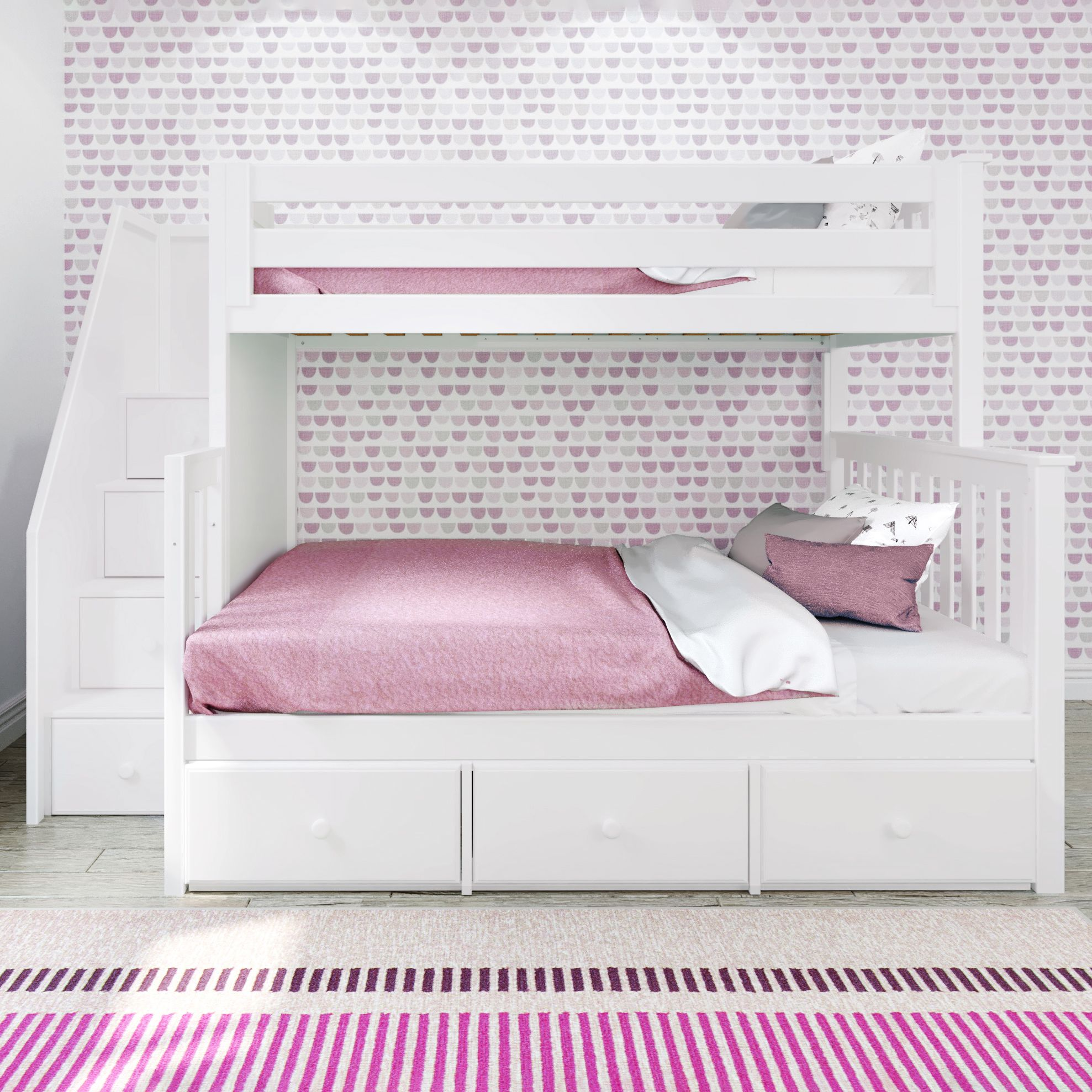 Twin Over Full Bunk Bed with Storage Drawers