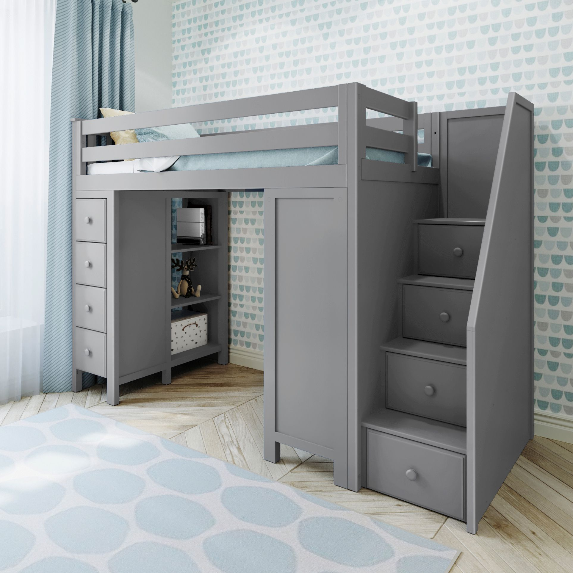 Chester Loft Bed w/Dresser, Desk + Staircase