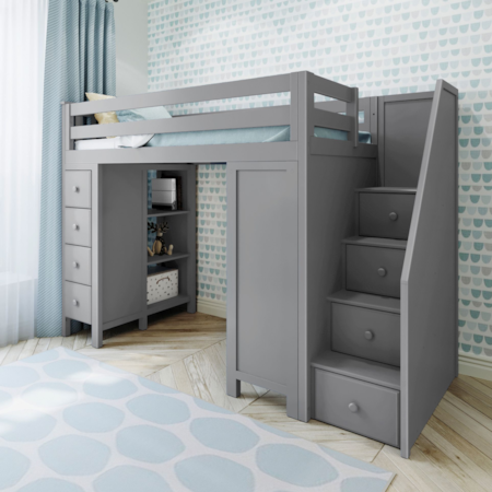 Jackpot Kids Chester 71-970-121 Chester Loft Bed w/Dresser, Desk + Staircase | Wayside Furniture & Mattress | Bed - Bunk Bed Jackpot Kids Chester 71-970-121 Chester Loft Bed w/Dresser, Desk + Staircase | Wayside Furniture & Mattress | Bed - Bunk Bed
