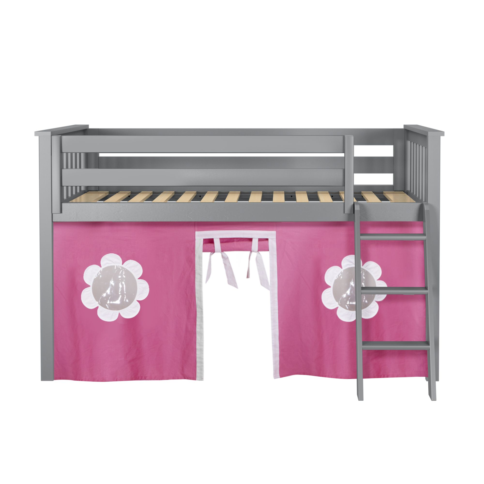 Youth Twin Play Loft Bed w/Pink Curtains