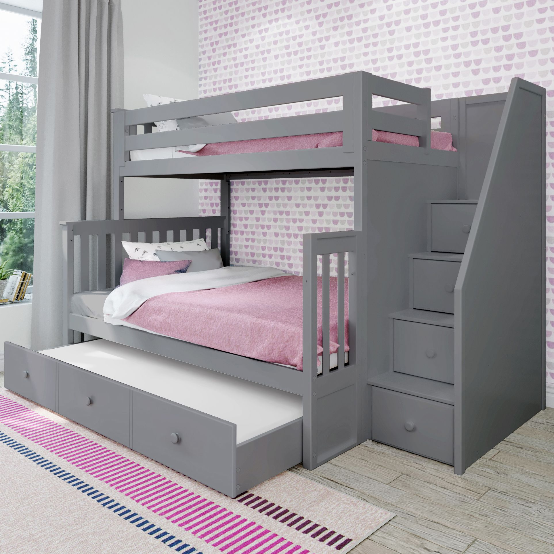 Twin Over Full Bunk Bed with Trundle
